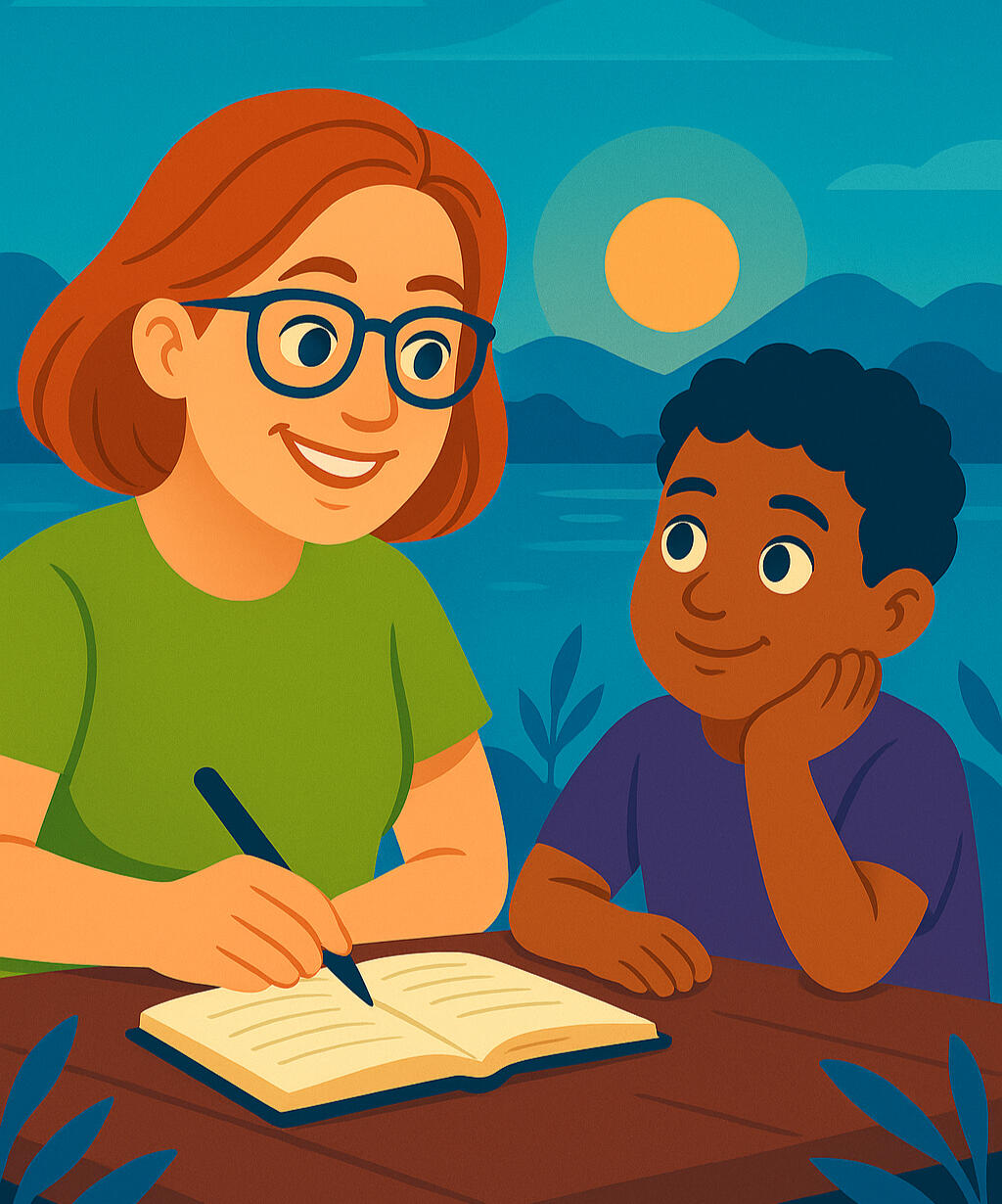 Beyond The Bell Curve Coaching A coach and student sitting together.